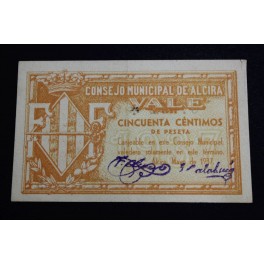 1937 - ALCIRA - VALENCIA - 50 CENTIMOS - BILLETE