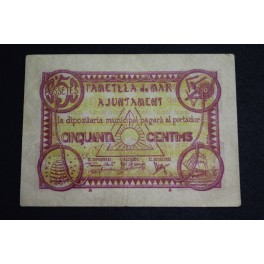 1938- AMETLLA de MAR - TARRAGONA - 50 CENTIMOS