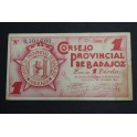 1937 - BADAJOZ - 1 peseta- BILLETE PAPEL MONEDA