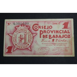 1937 - BADAJOZ - 1 peseta- BILLETE PAPEL MONEDA