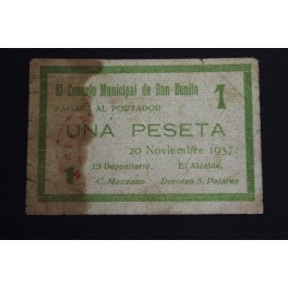 1937-DON BENITO - BADAJOZ - 1 PESETA - BILLETE