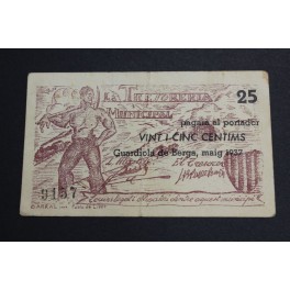 1937- GUARDIOLA BERGA - BARCELONA - 25 CENTIMOS 