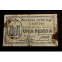 1937- GANDIA - VALENCIA - 1 PESETA - BILLETE
