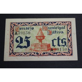 1937- JATIVA - VALENCIA - 25 CENTIMOS - BILLETE