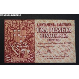 1937- BARCELONA - 1 PESETAS  50 CENTIMOS-