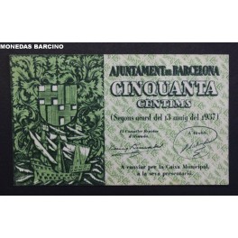 1937- BARCELONA -  50 CENTIMS - BILLETE