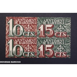 1937- BARCELONA - 10-15 CENTIMOS - 4 BILLETES