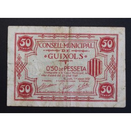 1937- GUIXOLS - GIRONA - 50 CENTIMOS - BILLETE