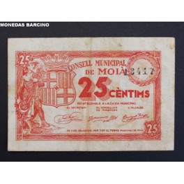 1937- MOIA - BARCELONA - 25 CENTIMOS - BILLETE