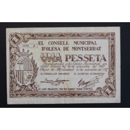 1937- OLESA MONTSERRAT - BARCELONA -1 PESETA