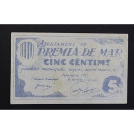 1937- PREMIA DE MAR - BARCELONA -5 CENTIMOS