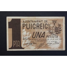 1937- PUIGREIG - BARCELONA - 1 PESETA