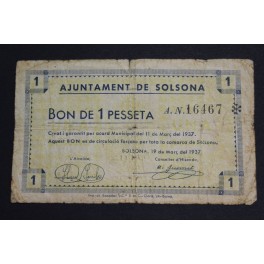 1937- SOLSONA - LLEIDA - 1 PESETA - BILLETE 