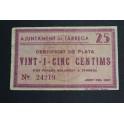 1937- TARREGA - LLEIDA - 25 CENTIMOS - BILLETE 