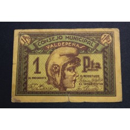 1937- VALDEPEÑAS -BILLETE- 1 PESETA -CIUDAD REAL