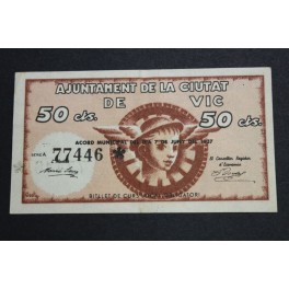 1937- VIC - BARCELONA - 50 CENTIMOS - BILLETE
