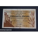 1937- HOSTOLES - GIRONA - 50 CENTIMOS - BILLETE