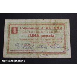 1937- OLIANA - LLEIDA - 1 PESETA - BILLETE