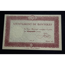 1937- BANYOLES - GIRONA - 50 CENTIMOS - BILLETE