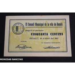 1937- BESALU - GIRONA - 50 CENTIMOS - BILLETE