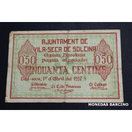 1937- VILA SECA SOLCINA - 50 CENTIMOS - TARRAGONA