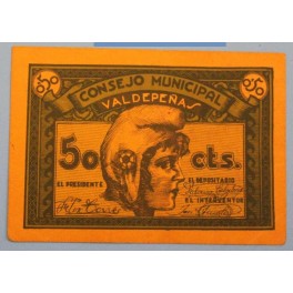 VALDEPEÑAS - CIUDAD REAL - 50 CENTIMOS - BILLETE PAPEL MONEDA