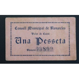1937- NAVARCLES -BILLETE - BARCELONA - 1 PESETA