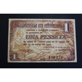 1937- SABADELL - 1 PESETA - BARCEONA - BILLETE