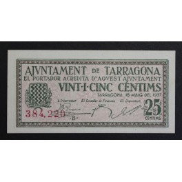1937- TARRAGONA - 25 CENTIMOS - BILLETE PUEBLO