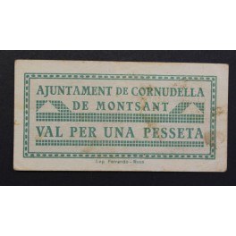 1937-CORNUDELLA de MONTSANT -1 PESETA - TARRAGONA - BILLETE