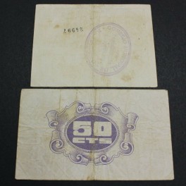 1937-BARBASTRO -CASPE - 50 CENTIMOS -2 PESETAS - 2 BILLETES