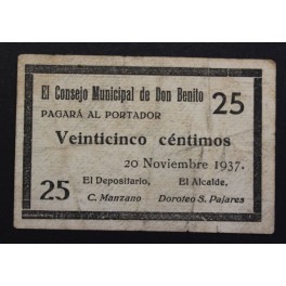 1937-DON BENITO - BADAJOZ - 25 CENTIMOS -