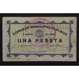 1937- ALBOX - 1 peseta - ALMERIA -BILLETE