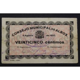 1937- ALBOX - 25 CENTIMOS - ALMERIA -BILLETE