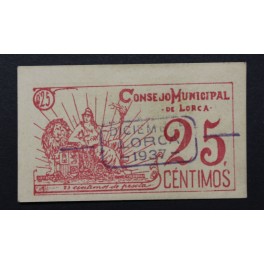 1937- LORCA - MURCIA - 25 CENTIMOS - BILLETE
