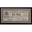 1937- FONZ - HUESCA - 25 CENTIMOS - BILLETE