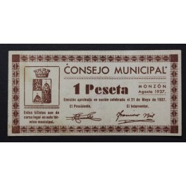 1937- MONZON - HUESCA - 1 PESETA - BILLETE