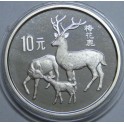 1989- CIERVO - 10 YUAN - CHINA - ONZA - PLATA