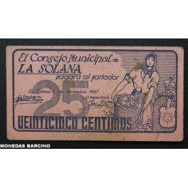 1937- LA SOLANA - 25 CENTIMOS - CIUDAD REAL