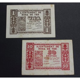 1937- RODA DE TER -50 CENTIMOS -1 PESETAS -BARCELONA