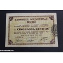 1937- RUBI - BARCELONA - 50 CENTIMOS - BILLETE