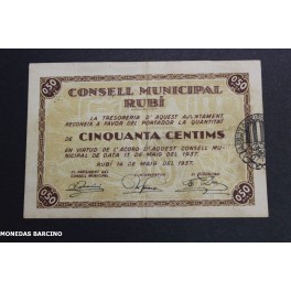 1937- RUBI - BARCELONA - 50 CENTIMOS - BILLETE