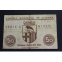 1937- LLINARS - BILLETE - 50 CENTIMOS - BARCELONA