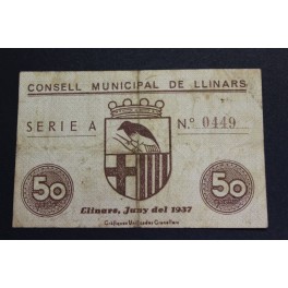 1937- LLINARS - BILLETE - 50 CENTIMOS - BARCELONA