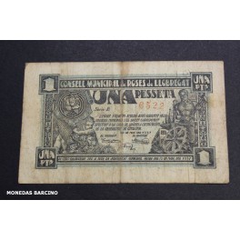 1937- ROSES DEL LLOBREGAT - BILLETE - 1 PESETA - BARCELONA