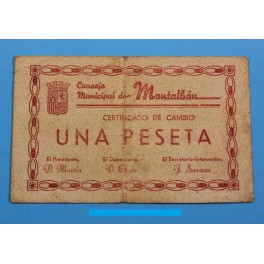 1937- MONTALBÁN -TERUEL - 1 PESETA - BILLETE