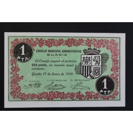1938- GUADIX - GRANADA - 1 PESETA - BILLETE