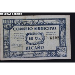 1937- ALCAÑIZ - TERUEL - 50 CENTIMOS - BILLETE