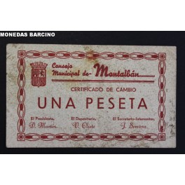 1937- MONTALBÁN - TERUEL - 1 PESETA - BILLETE 