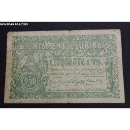 1937-SUBIRATS -50 CENTIMOS - BARCELONA